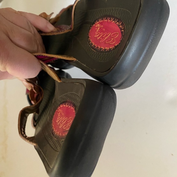 Elite By Corkys Sandals Size 10 Rain Leather Colorful Slides Flower - Picture 4 of 9